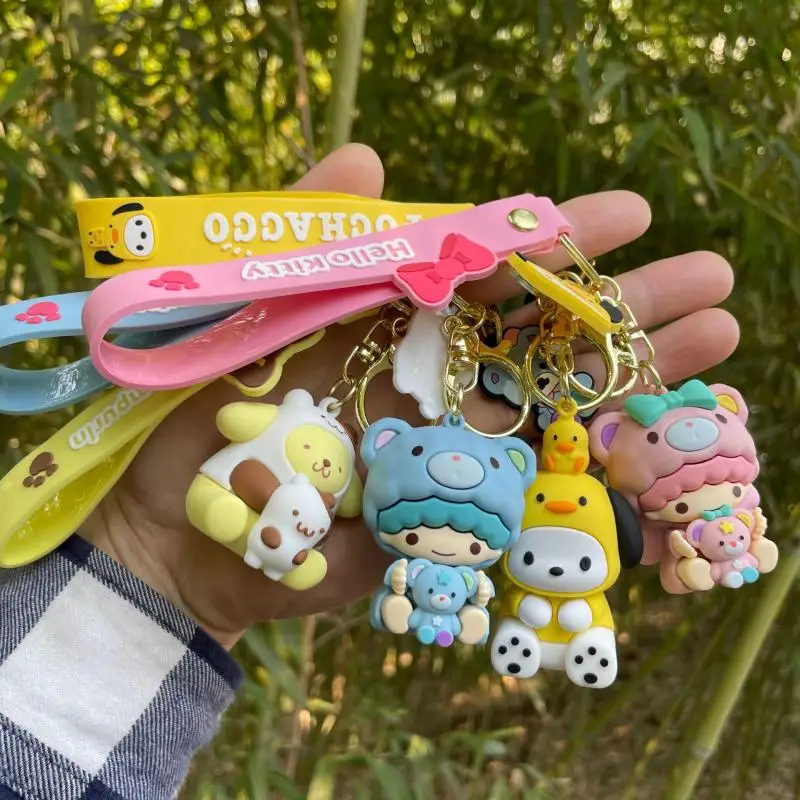 

Kawaii Sanrios Kuromi Keychain Cinnamoroll My Melody Key Chain Ring Pompompurin Little Twin Star Backpack Ornament Pendant Gifts