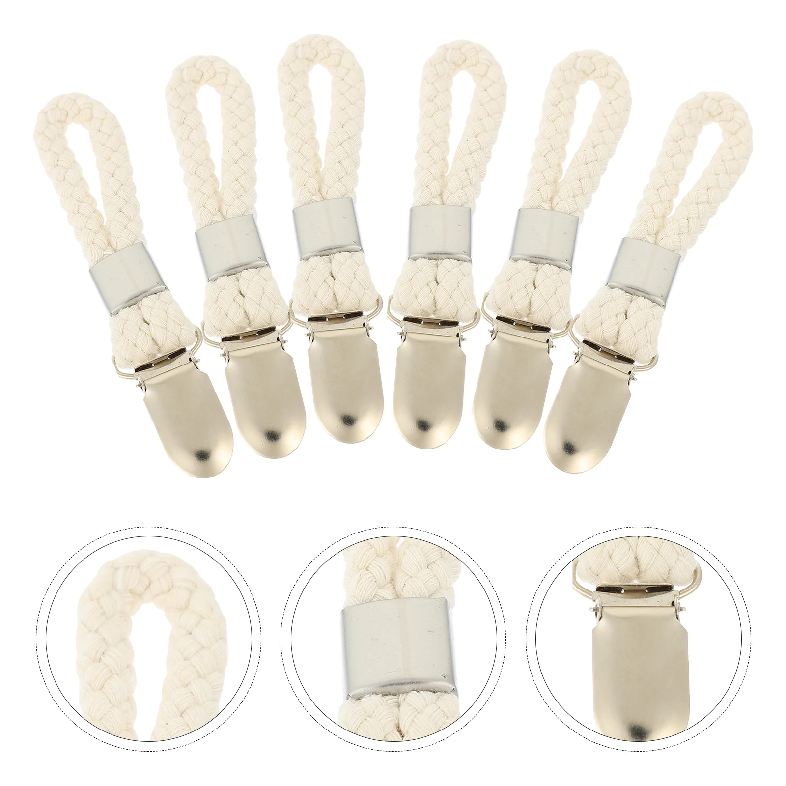 

6pcs Bathroom Hanging Towers Holder Clips Sturdy Towels Clips Clamps with Cotton Rope