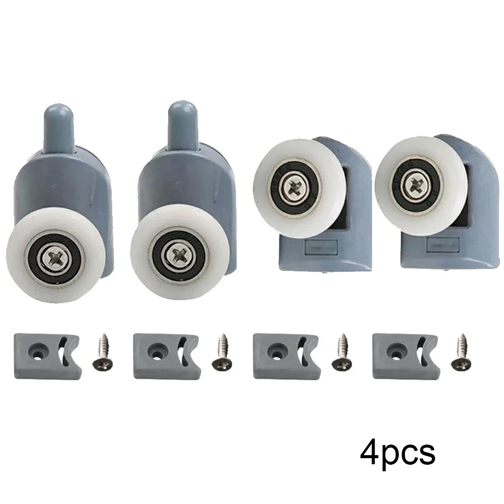 

4Sets Bathroom Glass Sliding Door Roller Single Upper Single Down 25mm Door Bearing Rollers Shower Cabin Hardware