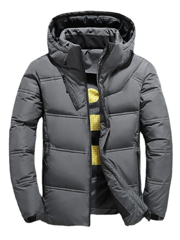 Winter Warm Men Jackets Coat Casual Warm Stand Collar Puffer Thick Hat White Duck Parka Male Black Winter Down Jacket With Hood