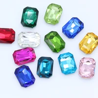 20p faceted glass stone 13x18mm pointed back crystal rhinestone foiled jewels rectangle color kids toy counter decorations gems