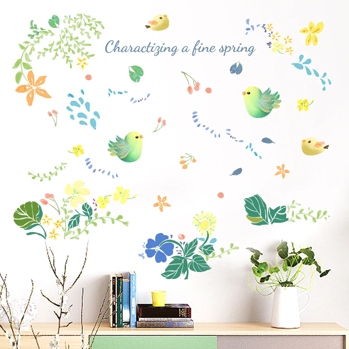 Наклейки на стену с цветами и растениями домашнее украшение для комнаты спальни