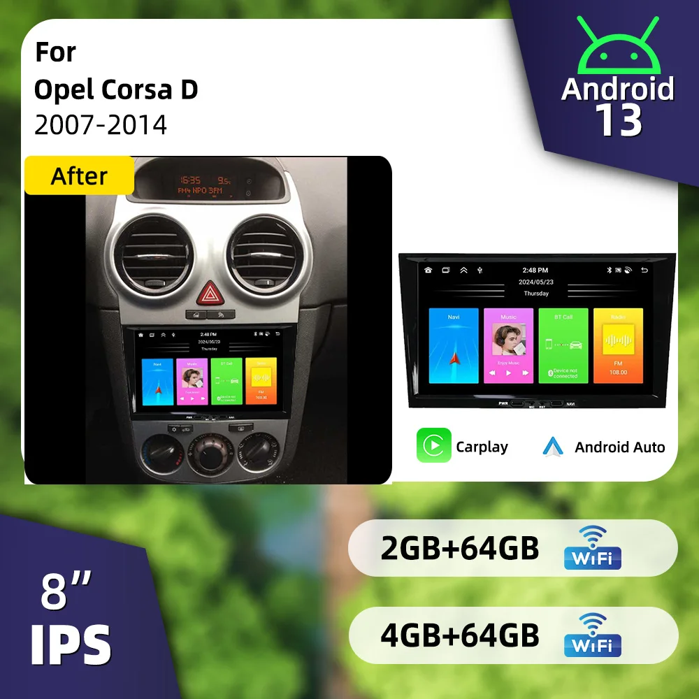 Фото 8-дюймовый экран, стереосистема для Opel Corsa D 2007-2014, Carplay, автомагнитола 2 Din, Android, GPS, Wi-Fi, автомобильная мультимедийная система №1
