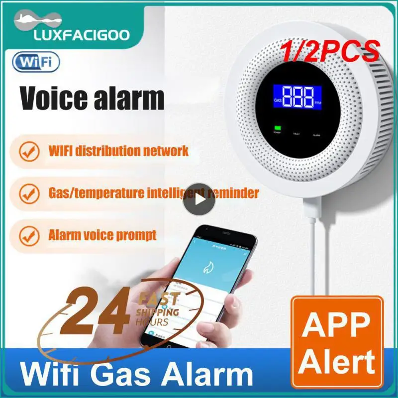 

1/2PCS Tuya WiFi Natural Gas Leakage Detector 433MHz Wireless Combustible Gas Leak Sensor Home Kitchen Security Alarm Smart Life