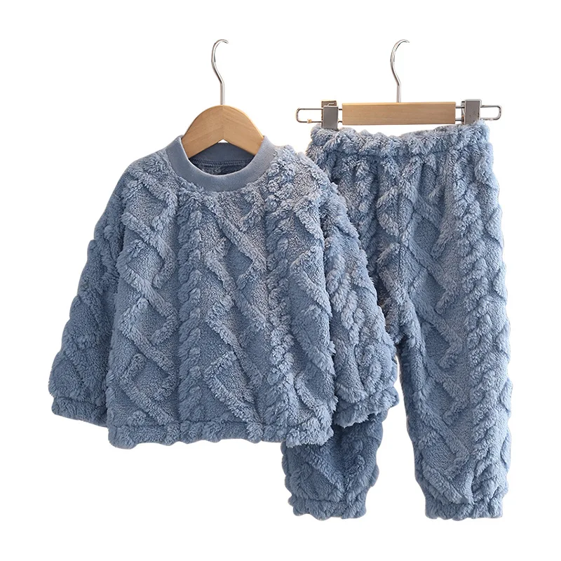 

Flannel Pajamas Set Winter Warm Homewear for Children Thicken Coral Fleece Clothing Suit Christmas Girl Boy Pijama Kids Clothes