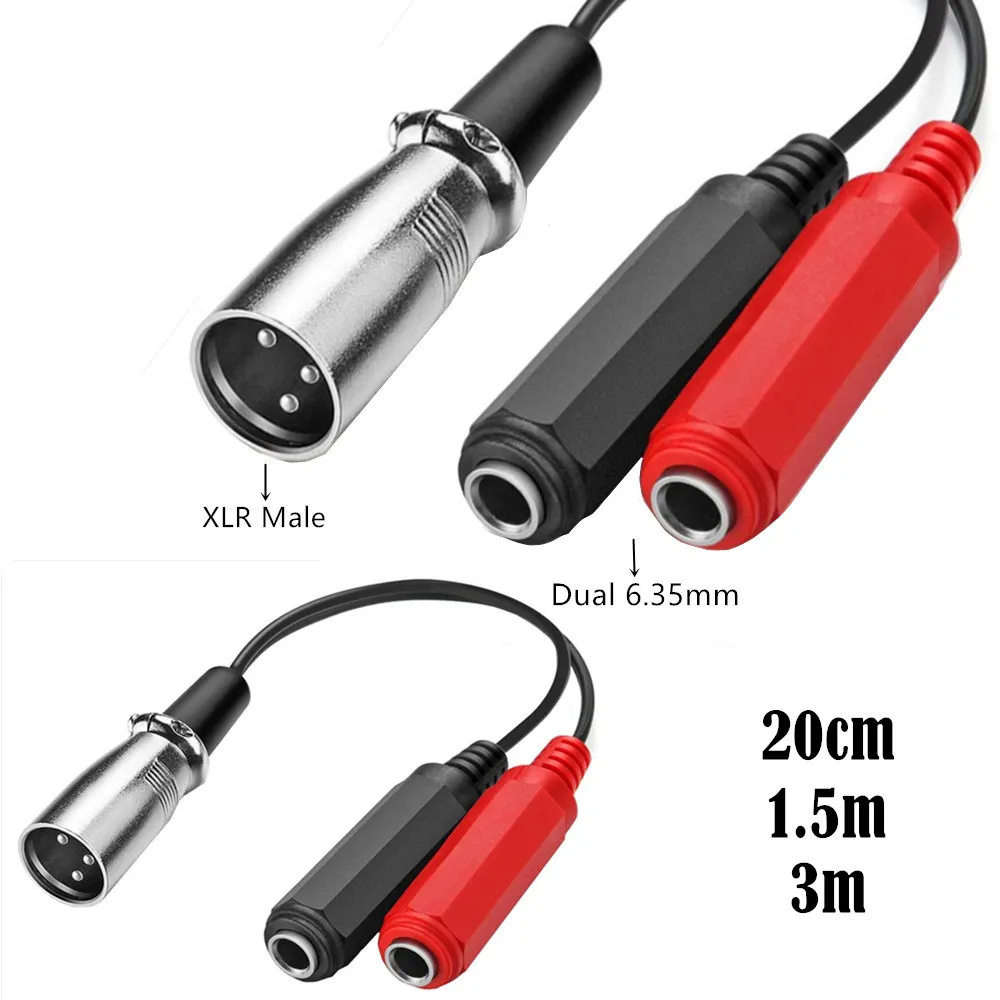 

3-контактный XLR штекер-двойной 1/4 "6,35 мм гнездовой разъем TRS аудио Y кабель Шнур 0,2 м/1,5 м/3 м