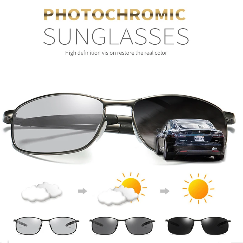 

Новинка, фотохромные поляризационные солнцезащитные очки ISENGHUO, мужские солнцезащитные очки с защитой от синего света, очки для вождения, оч...