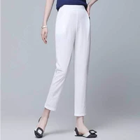 white suit pants woman high waist pocket office ladies trousers 2022 spring summer casual loose straight pants 4xl