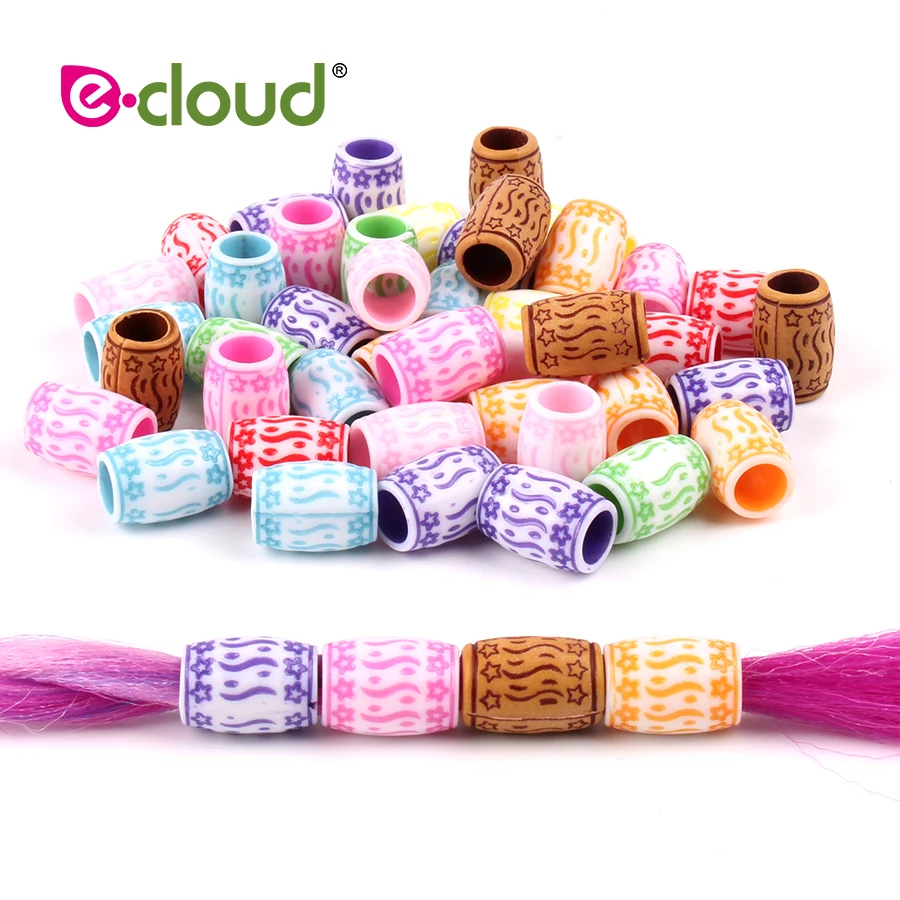 

50pcs/bag 7mm Acrylic Hair Beads Dreadlock Accessories Mixed Plastic Hair Extension Braids Ring Tube Jewelry Cuff For Hair Tools