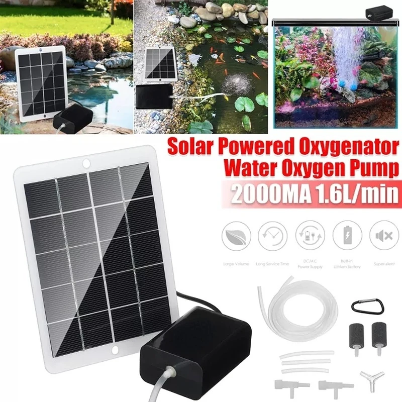 

Solar Panel Aquarium Fish Tank Air Pump Silent Compressor Oxygen Pump Fish Tank Pond Oxygenator Aerator Aquarium Accessories new