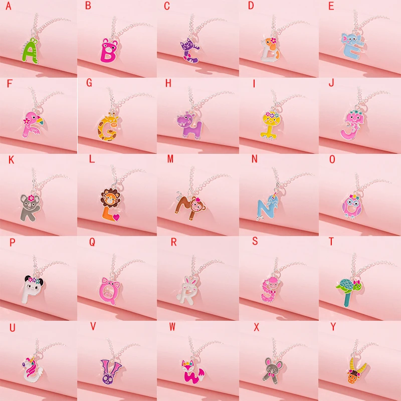 

Cute Animal Shaped Pendant 26 Letters Necklace for Teens Girls Friends Daughter Gifts Unique and Creative Children Jewelry