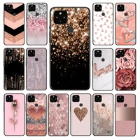 love heart rose flower gold style case for google pixel 6pro 4 5 3 xl cover for pixel 3a 4a xl 5a 5g soft tpu phone back fundas
