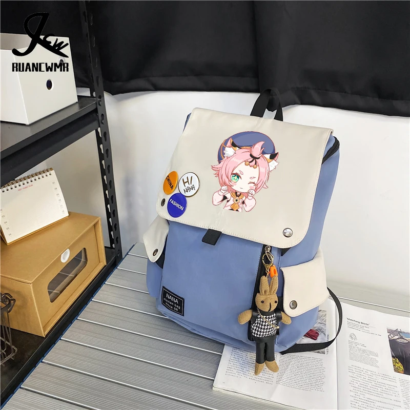 

Anime Game Genshin Impact Razor Keqing Klee Kaeya Tartaglia Fischl Diona Diluc Beidou Barbara Mona School Backpack Student Bag 3