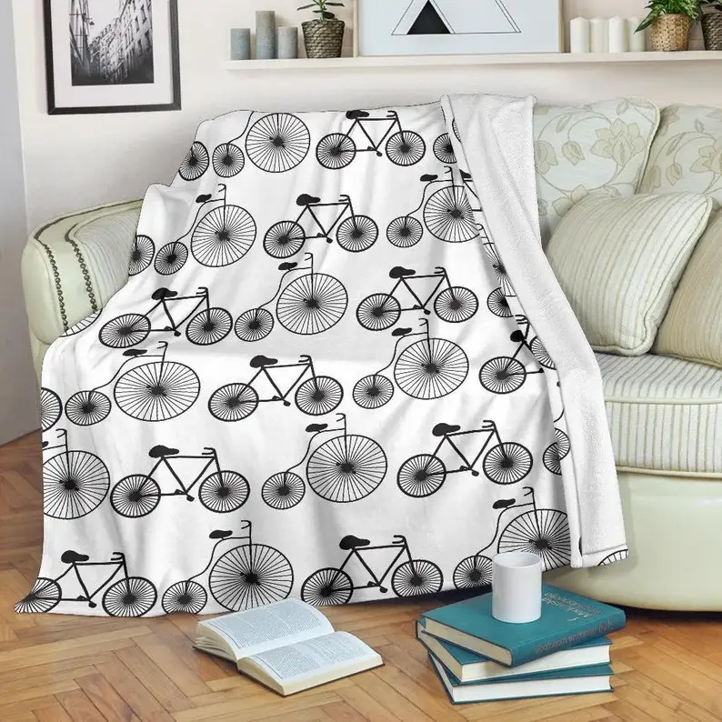

Bicycle Blanket - Biker Throw Blanket - Bicycle Fleece Blanket - Biker Adult Kid Blanket - Bicycle Gifts Her Him