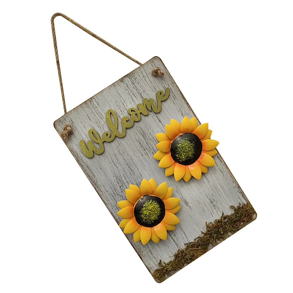 

1Pc Pastoral Style Welcome Board Shop Board Sunflower Plaque Pastoral Signboard (White)