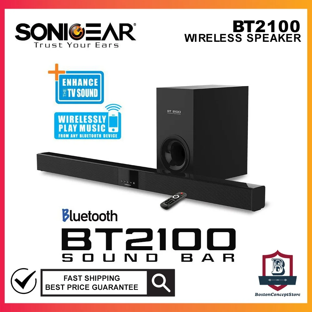 

SonicGear BT2100 BT3500 Sound Bar With Subwoofer Wireless Remote Bluetooth Sound System - TV Sound bar
