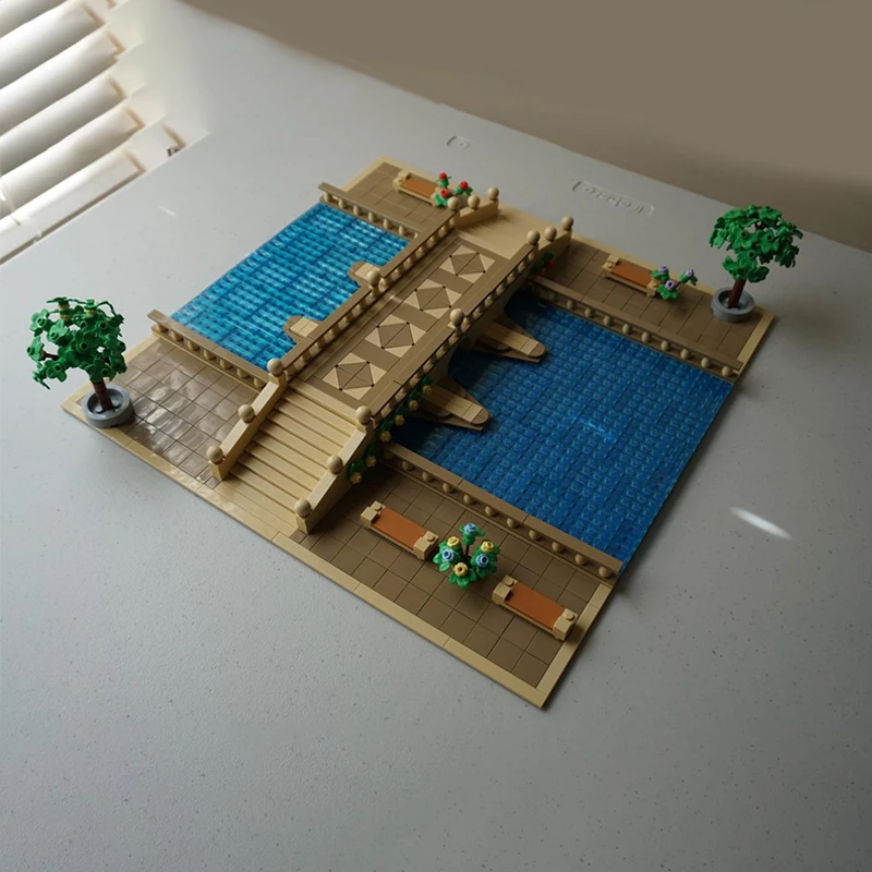 Фото 1291 деталь MOC Star Battle Theed Bridge, модель из строительных блоков, архитектурное ремесло, художественная коллекция, подарок на день рождения, творческое DIY, образовательный набор №2