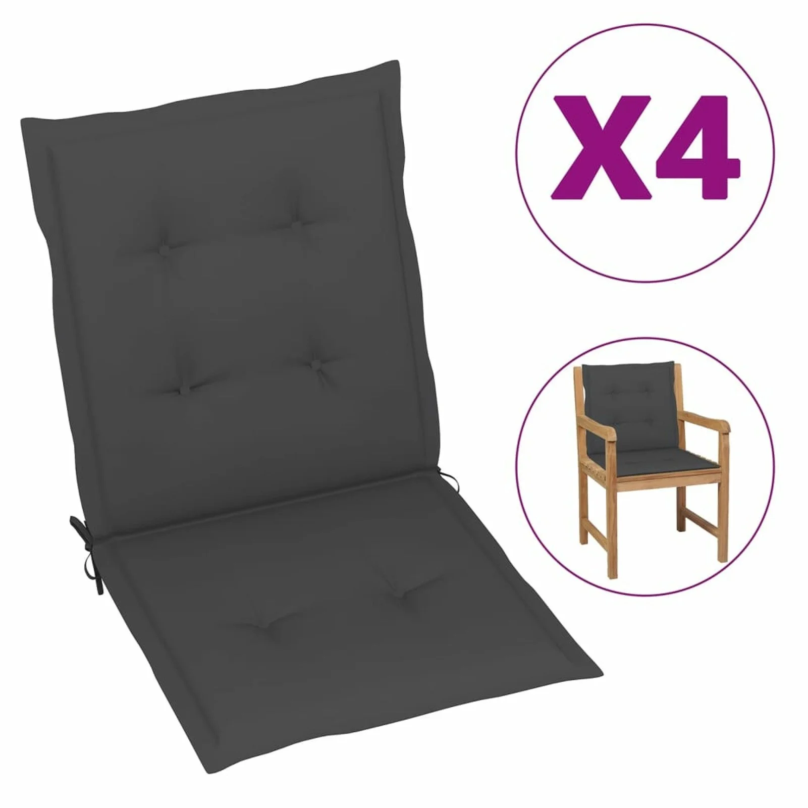 

Garden Chair Cushions 4 pcs Anthracite 39.4"x19.7"x1.2"