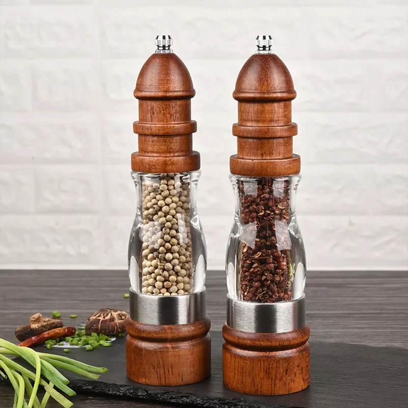 

NEW Salt and Pepper Grinder Set - Wood and Acrylic Mills, Adjustable coarseness ceramic grinder