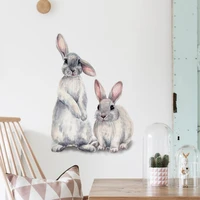 cartoon rabbits wall stickers for home decor two cute rabbits wall sticker animal decorative stickers wall decor for kids room