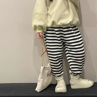 spring autumn girls fashion striped sweatpants 1 7 years boys cotton loose sports trousers