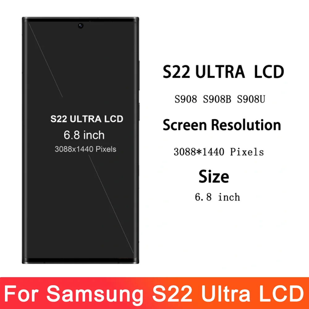 Для AMOLED для Samsung Galaxy S22 Ultra 5G S908B S908B/DS ЖК-дисплей дигитайзер сенсорного экрана в