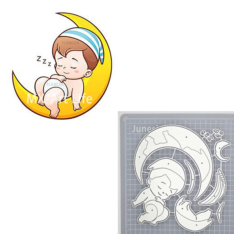 Новый мальчик сон на луне вырезанные штампы милые детские куклы трафарет для DIY