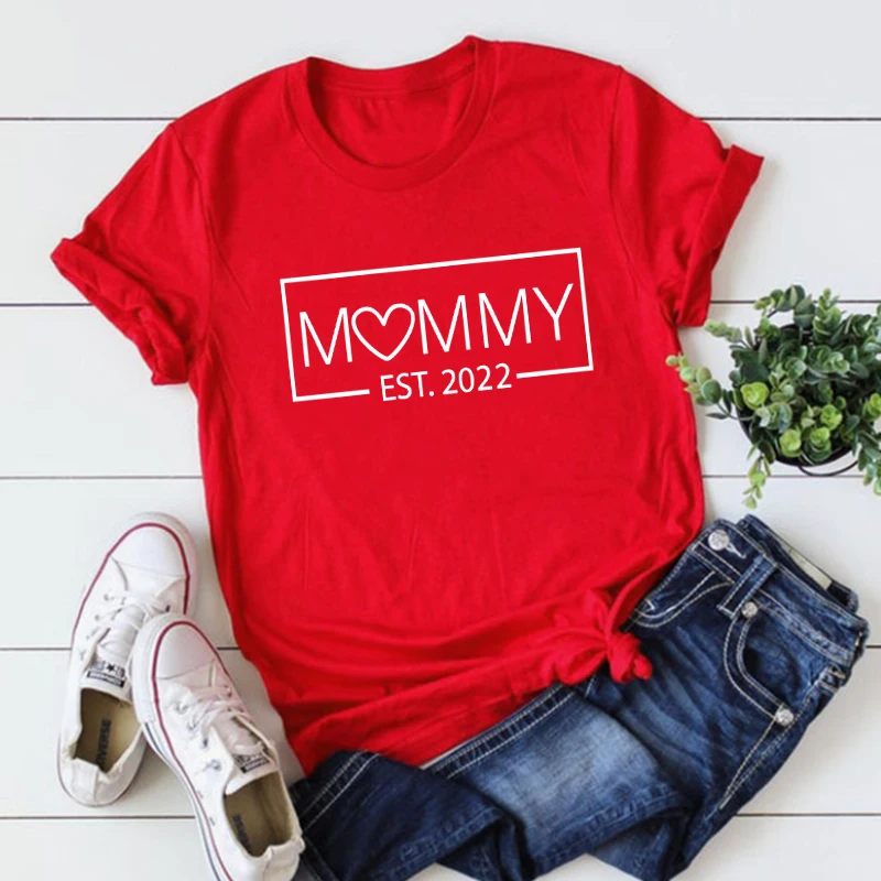 

Mommy Est. 2022 Promoted To Mommy Shirts Mothers Day Gift Announcement Tee Gift for Mama Mothers Day Shirt New Mom Tops