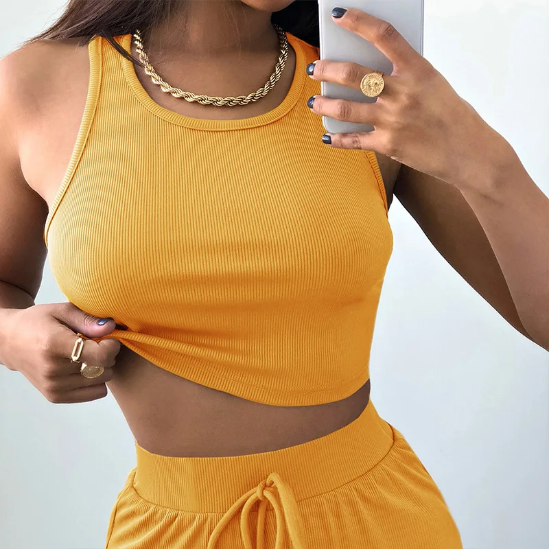 

Лидер продаж 2022, Стильный укороченный топ в пупок для девочек, жилет с подтяжками без рукавов, однотонный топ-труба, оптовая продажа