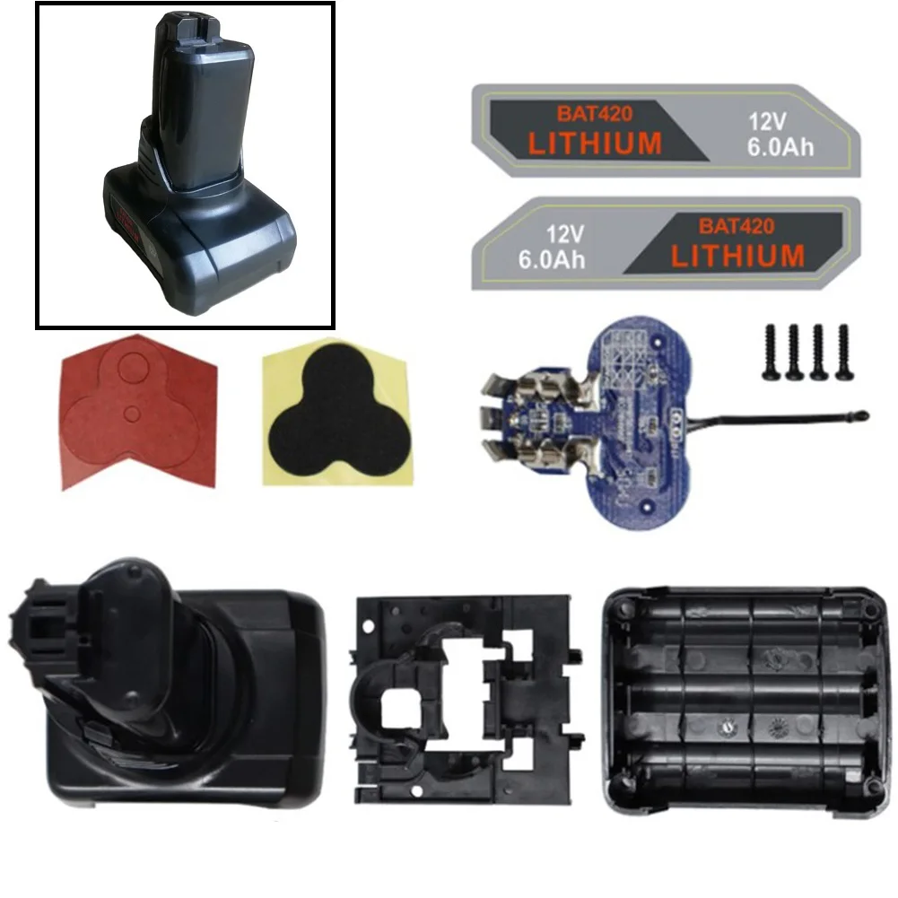 

BAT411 BAT420 Li-ion Battery Plastic Case Shell Box PCB Charging Protection Board Label 6 Core For Power Tools Battery