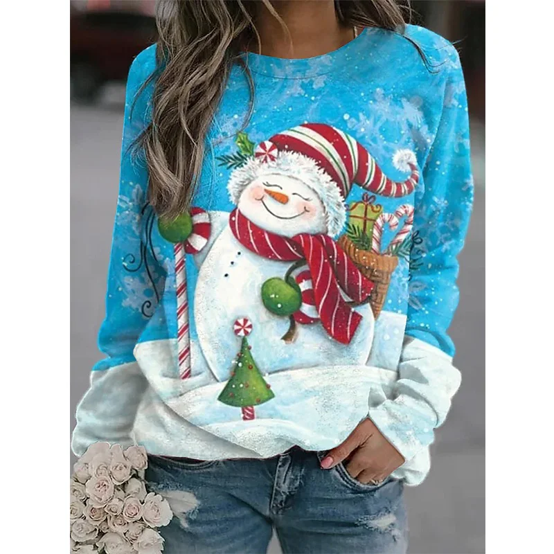 

Winter Women Christmas 3D Print Sweatshirts Kawaii Santa Claus Pullover Hoodies Female Long Sleeve Top Streetwear Party Clothing