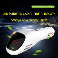 car air purifier 12v 24v negative ions air cleaner ionizer air freshener auto mist dual usb fast car charger hd digital display