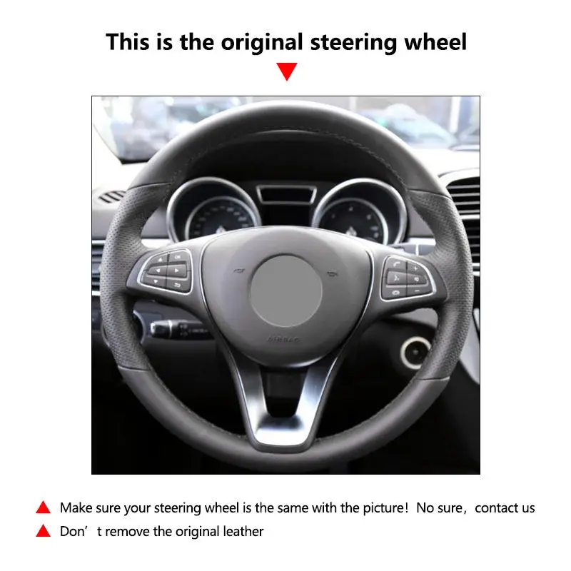 Черный кожаный чехол на руль автомобиля для Mercedes Benz W176 W246 W205 C117 C218 X218 W213 X156 X253 W166 X166
