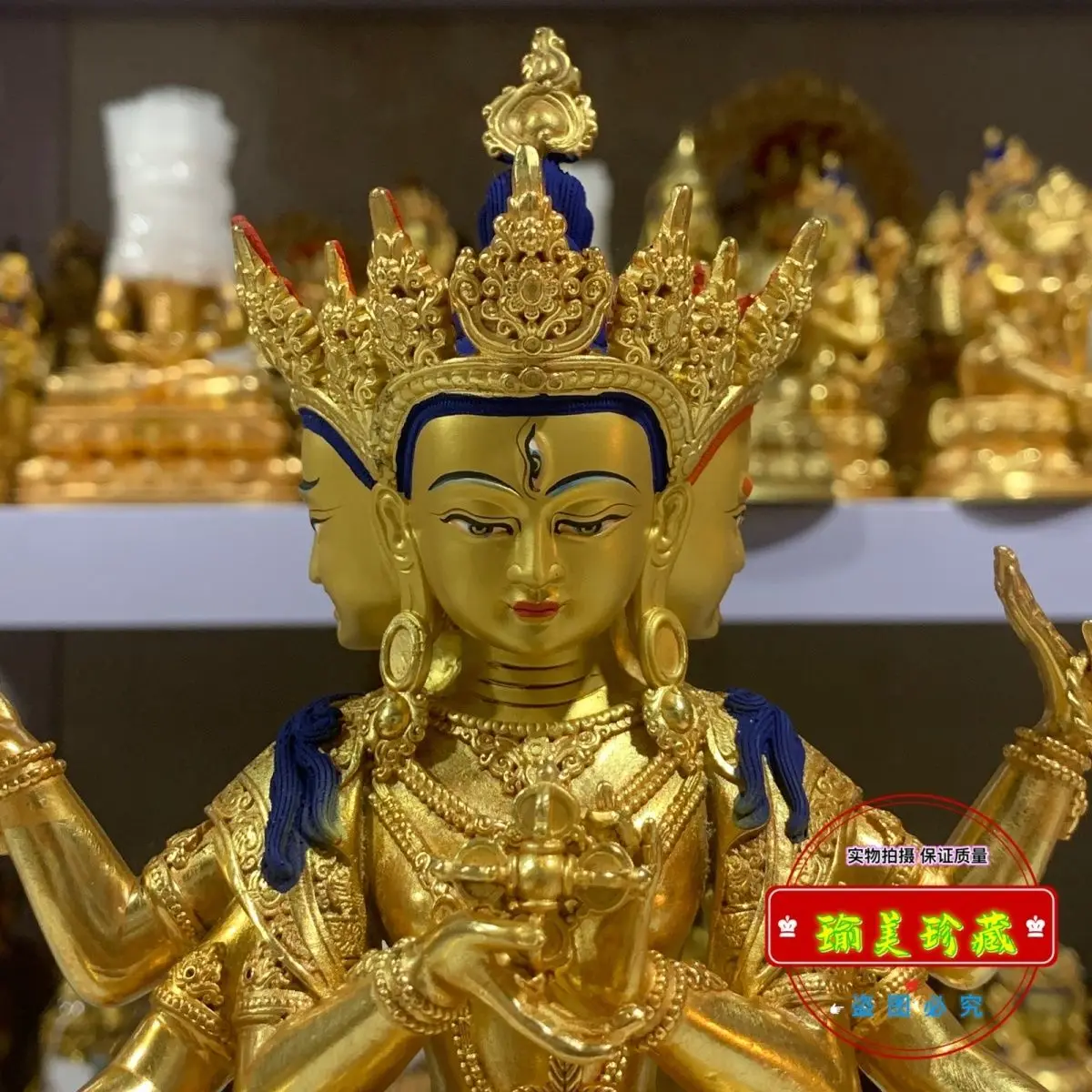 Zunsheng Будда родная голова 7-дюймовая позолоченная статуя из чистой меди 21 см