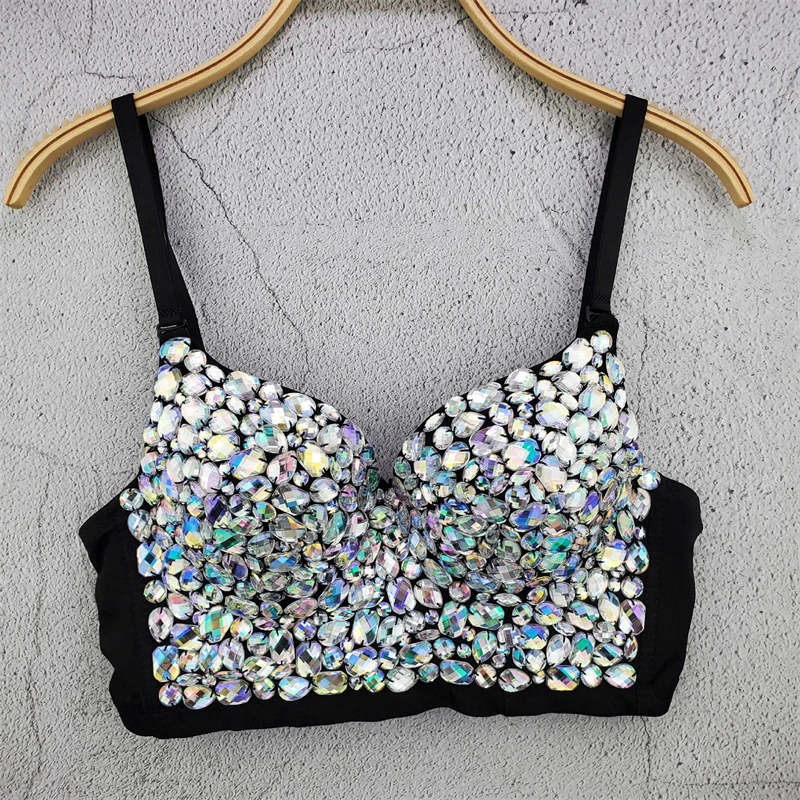 

Summer Handmade Diamond Women Tank Top y2k High Street Push Up Bra Woman Clothes Blusas Crop Tops Ladies Short Corset Vest Camis