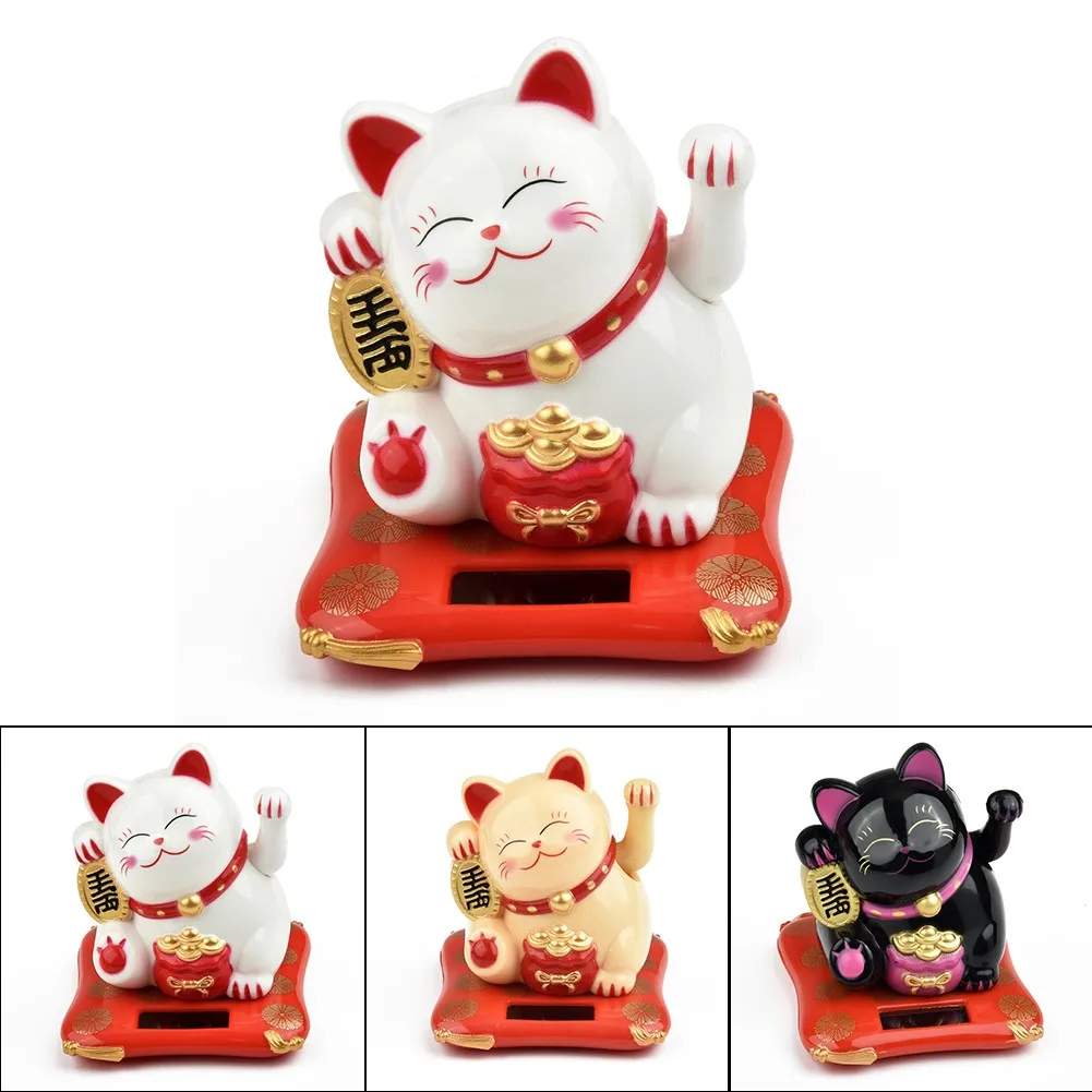 2 5 японская солнечная волна рука Lucky Cat или офис дома декоративные автомобильные
