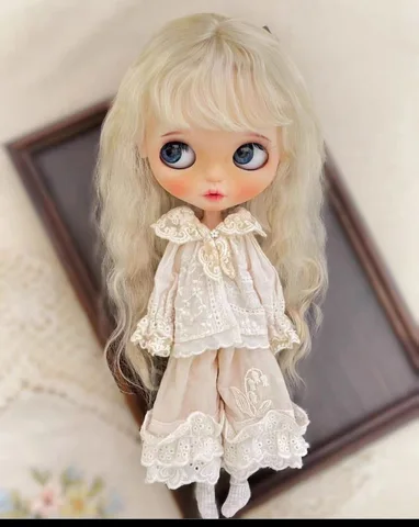 2024 2 шт. одежда blythe наряд куклы синий воротник Топ/кружевные брюки S1/6 30 см BJD аниме девушка (подходит для Pullip,Ob22/24/26, Licca)