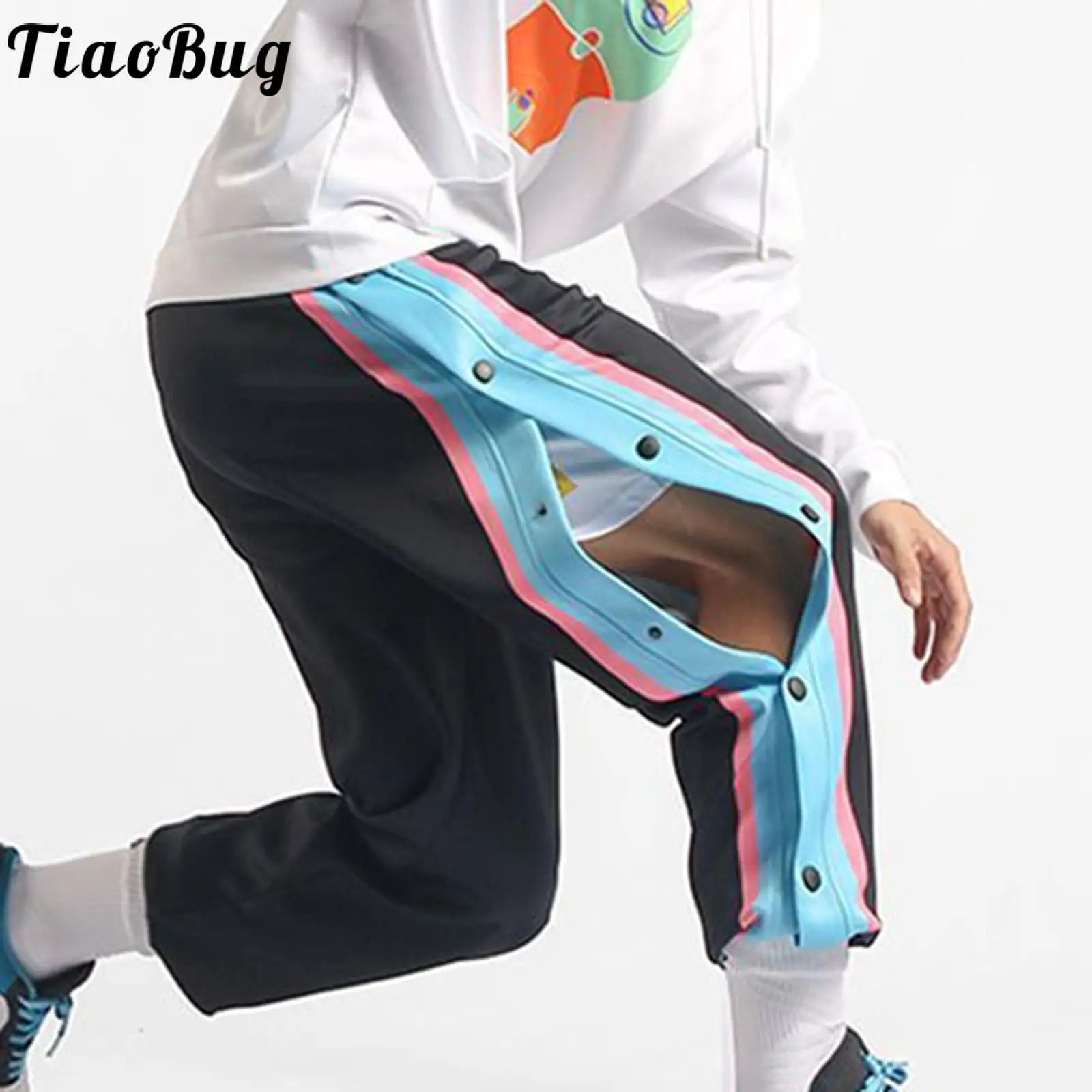 

Men Casual Sport Pants Elastic Waistband Side Buttons Pant Sweatpants Running Jogging Basketball Trousers Sport Bottoms Climbing