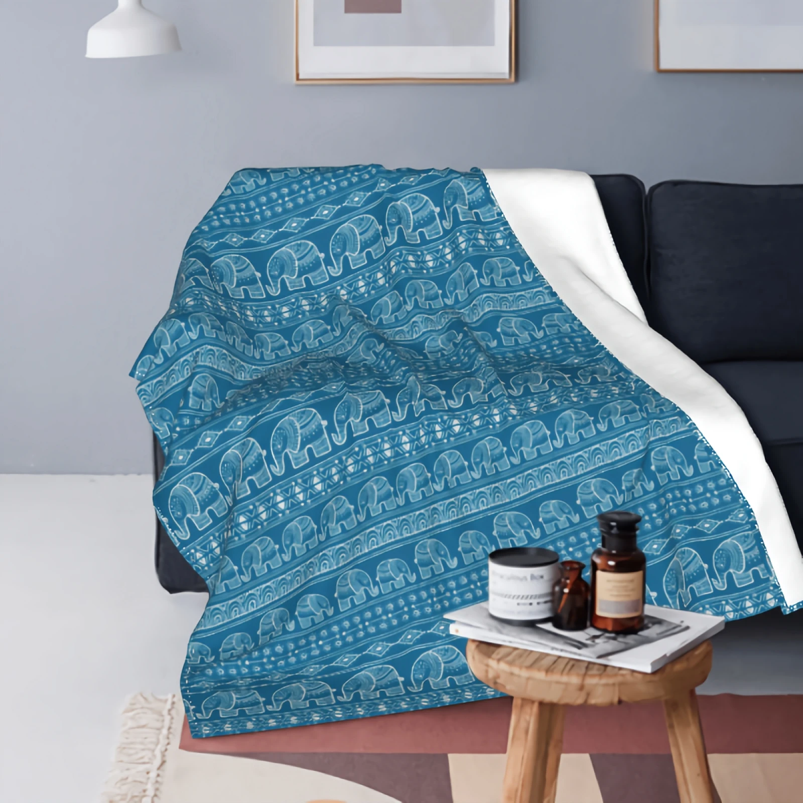 

Boho Elephant Thick Flannel Blanket 80"x60" Breathable Warm Bed Sofa Couch Blanket Soft Throw Blanket for Kids Adults All Season