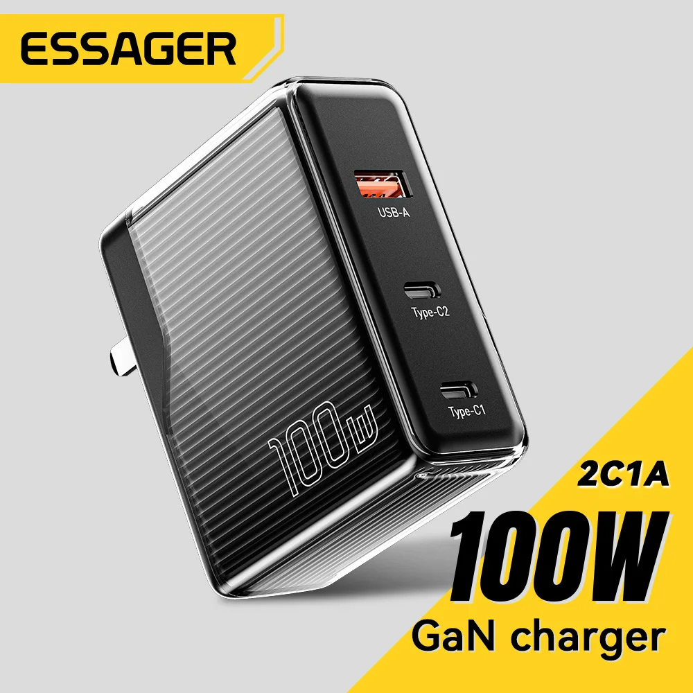 

Essager 100W GaN USB Type C Charger Laptop 65W PD Fast Charge For Macbook Tablet Quick Charging for iPhone Xiaomi Phone Chagers