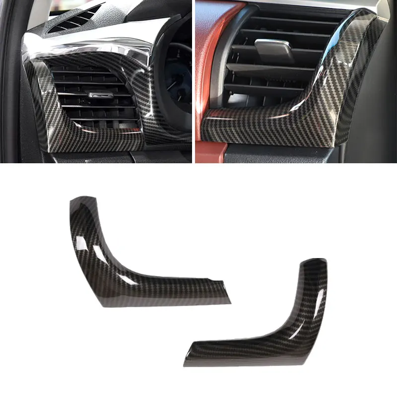 

For Toyota Hilux Revo 2015 - 2021 Carbon Fiber Texture Car Dashboard Panel Side Air Condition Outlet Vent Cover L Shape Trim