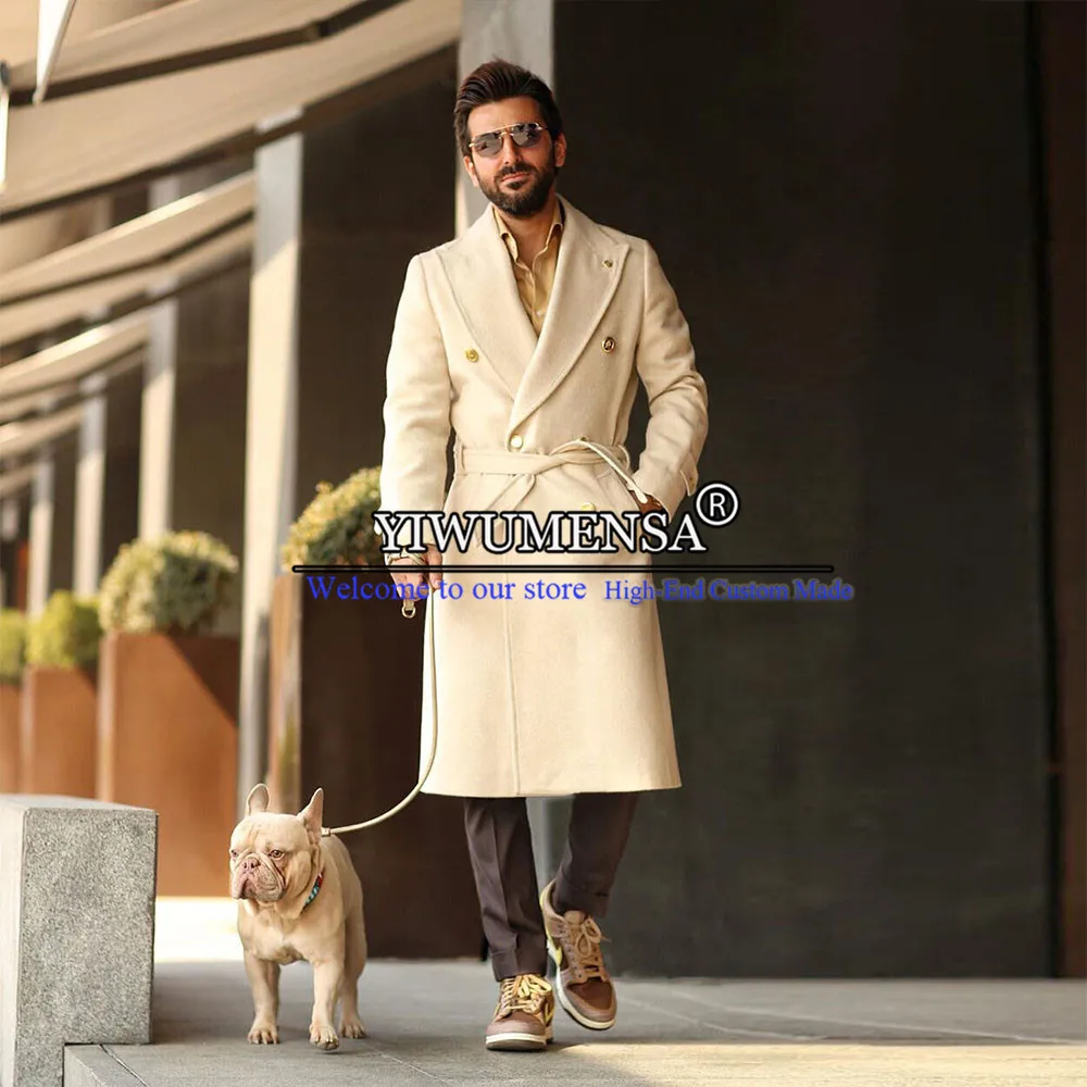 

Winter Trench Coat Men Tweed Wollen Blend Suit Jackets Formal Wedding Tuxedo Outwear Blazer Double Breasted Overcoat Custom Made