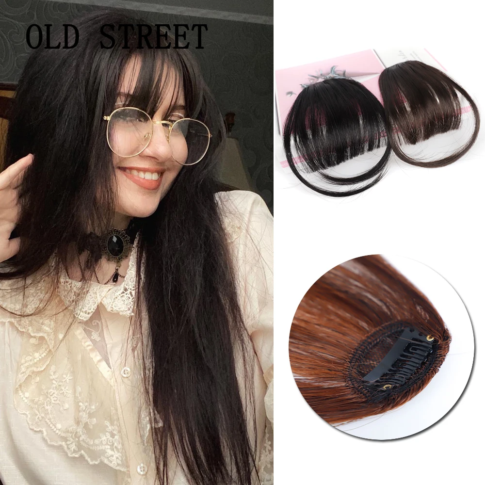 Clip In Synthetic Blunt Bangs Thin Fake Fringes Natural Straigth Neat Hair Bang Accessories For Girls Invisible Natural Colors