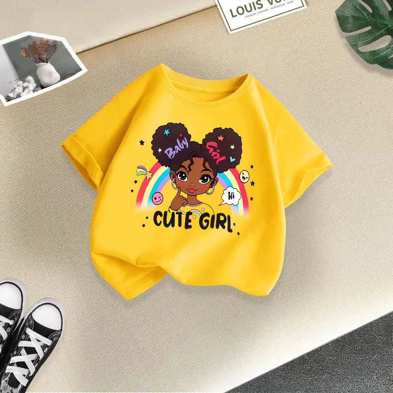 Летняя хлопковая футболка для подростков топ с мультяшным принтом детская