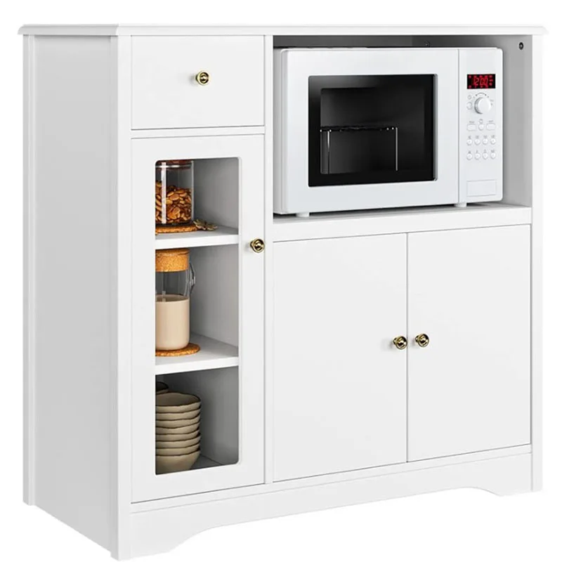 

Шкаф для хранения с 3 дверями и 1 выдвижным ящиком, стандартный буфет с регулируемыми полками, стойка для микроволновой печи для кухни