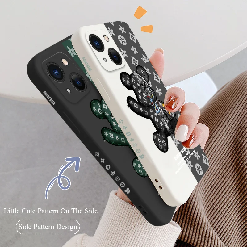 

Mechanical Bear Lens Protect Case For iPhone 12 13 Pro Max Mini 11 Pro Max X XR XS MAX SE2020 8 7 6 6S Plus Silicone Phone Cover