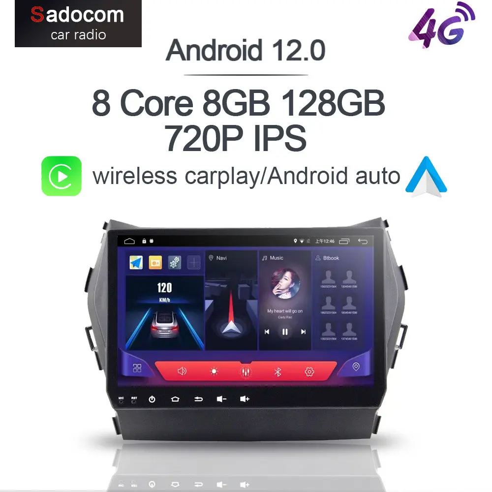 

720P PX6 DSP 9" IPS Android 10.0 eight Core 64G+4G RAM Car DVD Player GPS RDS autoradio car radio 5.0 For Hyundai IX45 2014-2016