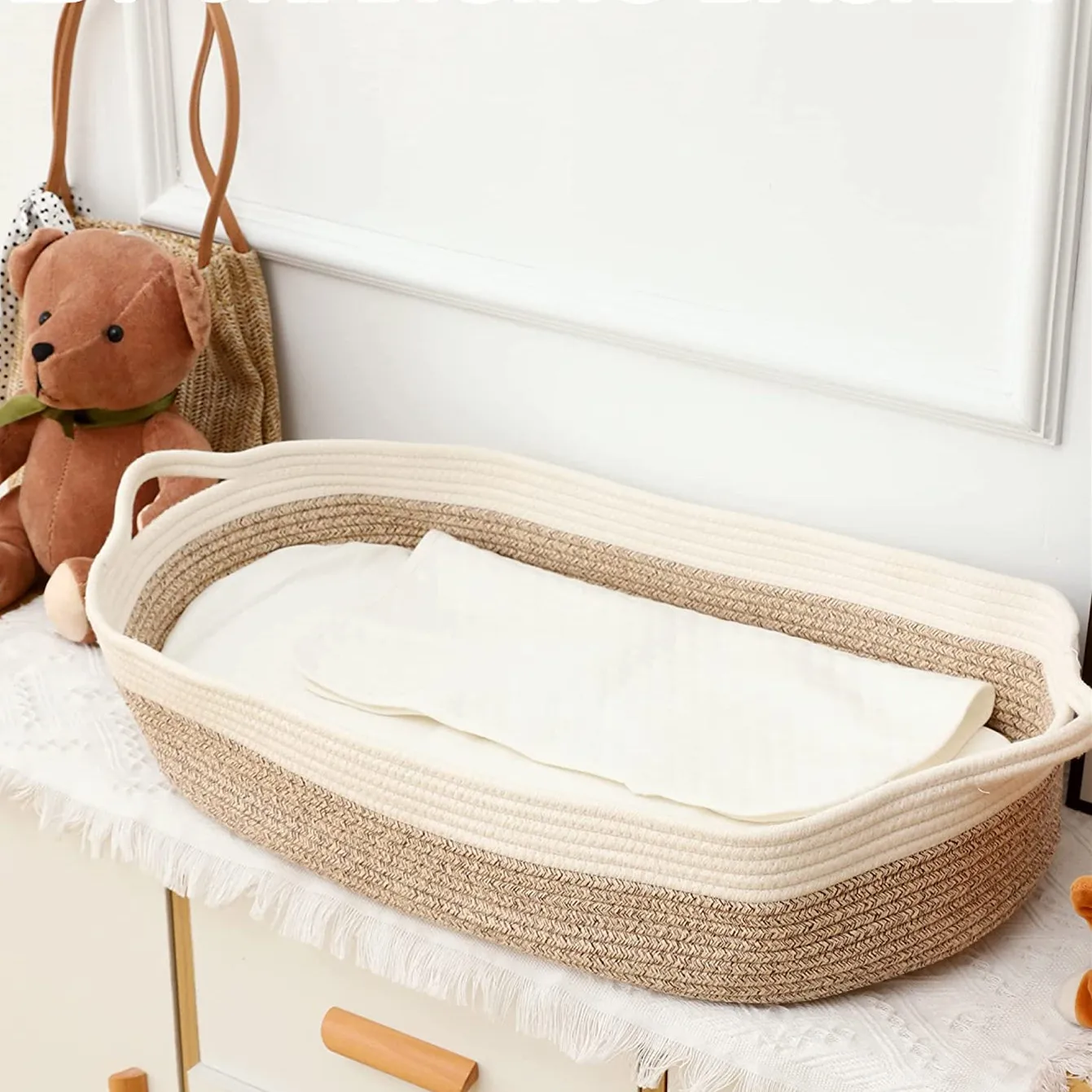 Корзина из хлопковой веревки для ребенка корзина пеленания хлопковый комплект в