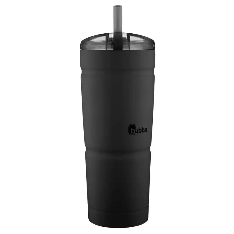 

S Stainless Steel Tumbler with Straw Black, 24 fl oz.