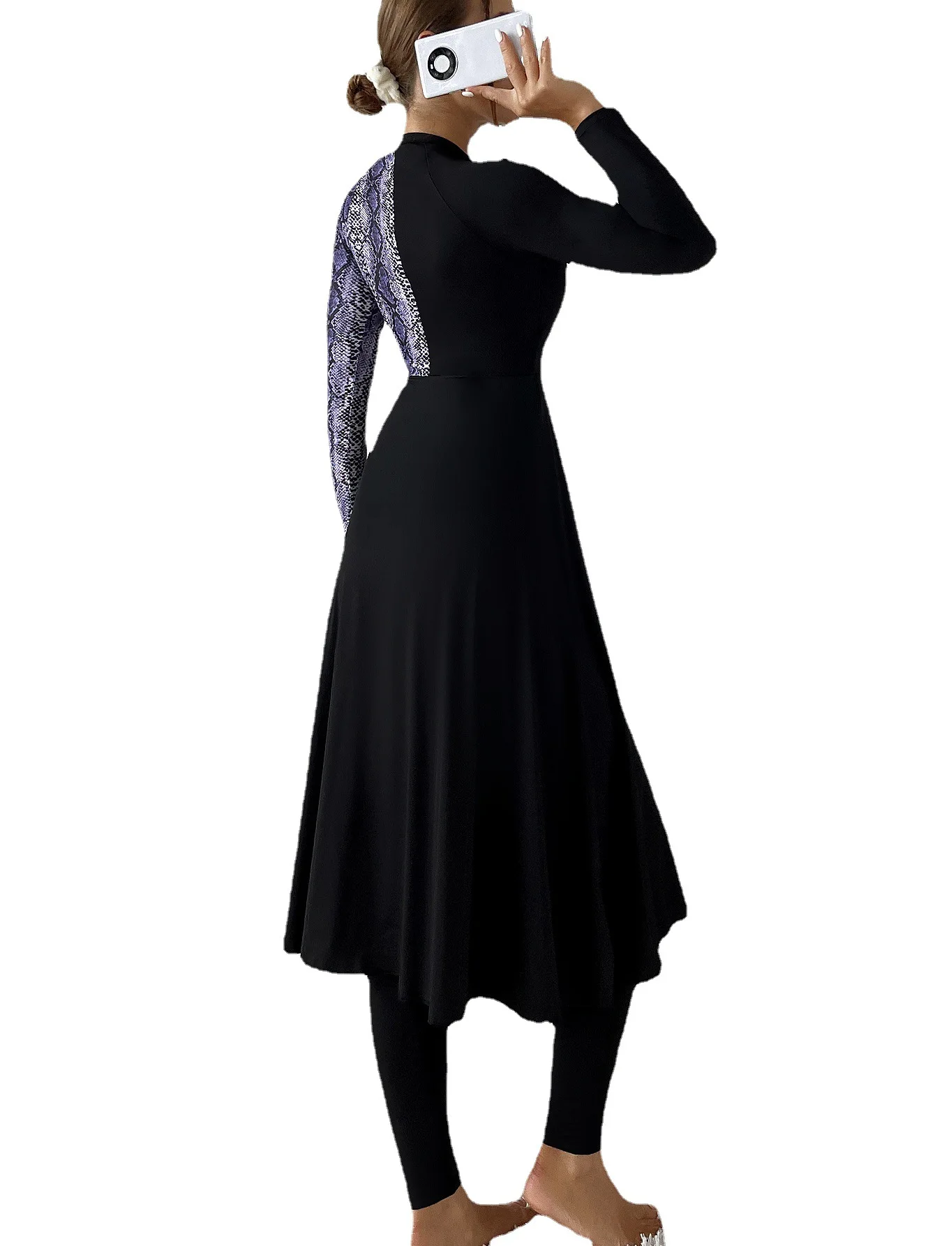 Burkini Femme Musulmane 2023 Abaya High Neck Conservative Swimsuit Long Skirt and Pants Two-piece Set Burkini Muslim Swimwear